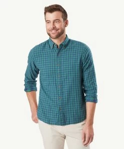 Casual Double Faced Check Long Sleeve Shirt - Forest
