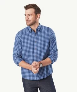 Casual Double Faced Check Long Sleeve Shirt - Blue