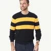Tuck Stitch Cotton Crew Neck Knit - Navy