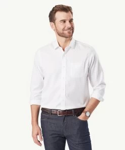 Easy Care Plain Oxford Long Sleeve Shirt - White