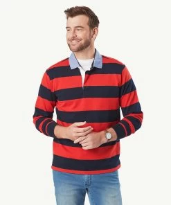 Block Stripe Rugby Jumper - Molten Lava