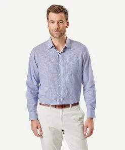 Brushed Arrow Print Long Sleeve Shirt - Pale Blue