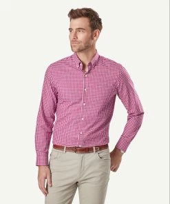 Tailored Easy Care Check Long Sleeve Shirt - Magenta