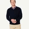 Merino V Neck Knit - Navy