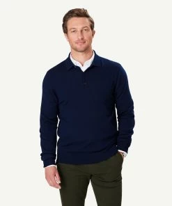 Merino Knit Polo - Navy