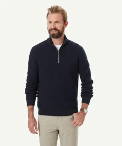 Waffle Half Zip Knit - Navy