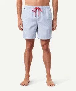 Seersucker Stripe Swim Shorts - Blue