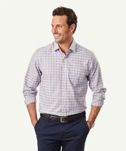 Easy Care Multi Check Long Sleeve Shirt - Blue