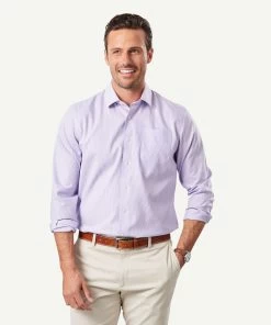Non Iron Oxford Stripe Long Sleeve Shirt - Lilac