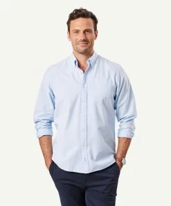 Plain Casual Oxford Long Sleeve Shirt - Sky Blue