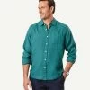 Pure French Linen Long Sleeve Shirt - Fern