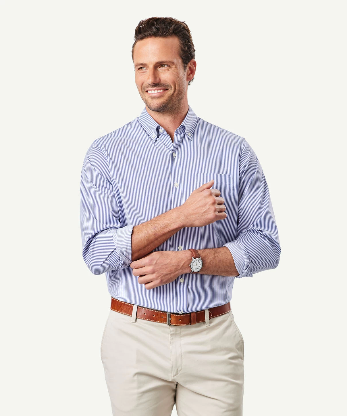 GAZFLEX Performance Stripe Long Sleeve Shirt - Navy