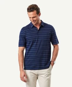 Smart Jacquard Stripe Polo - Navy