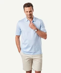 Smart Jaquard Grid Polo - Sky Blue