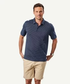 Smart Jaquard Grid Polo - Navy