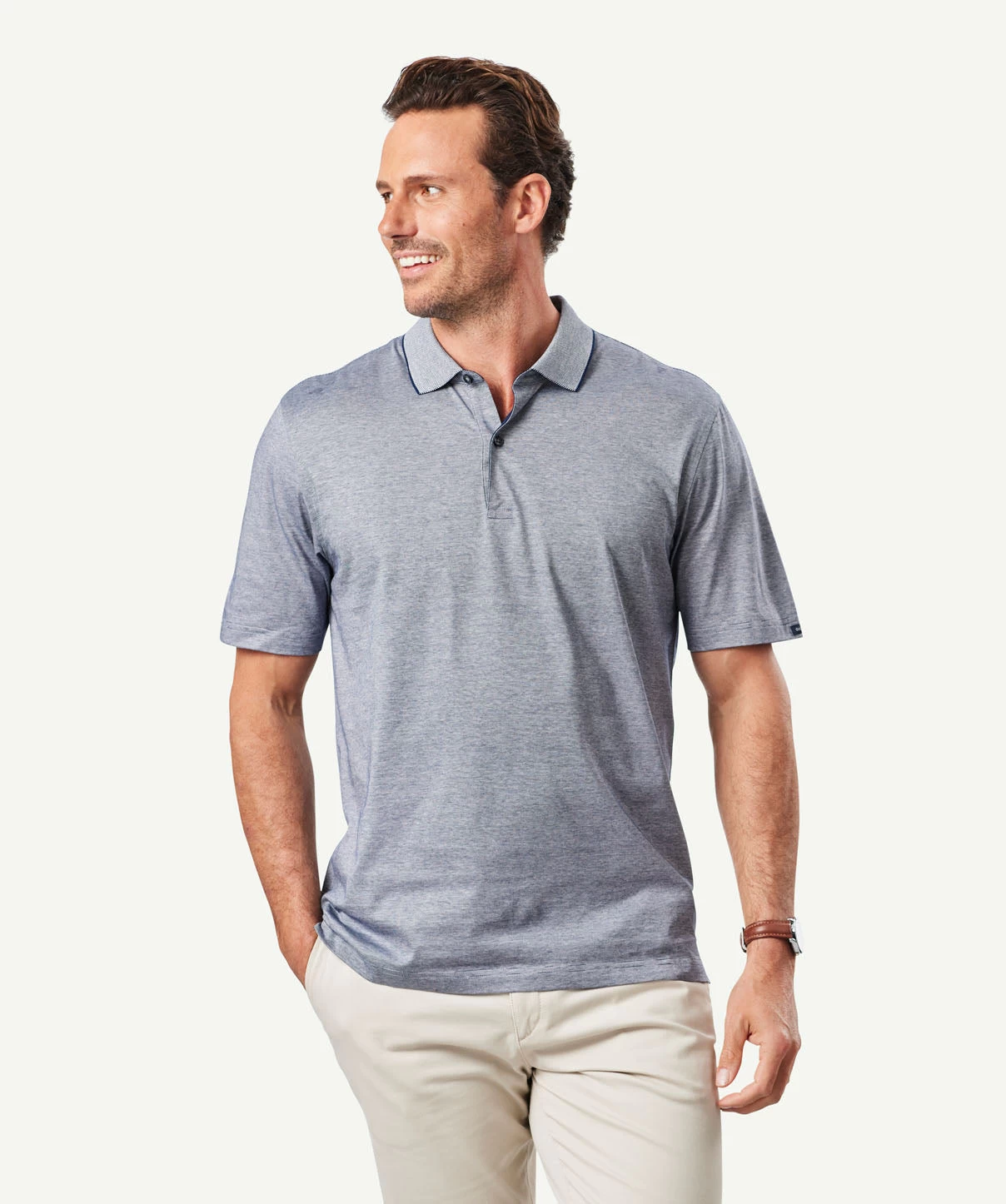 Smart Jaquard Pique Polo - Navy
