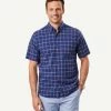 Casual Madras Check Short Sleeve Shirt - Navy