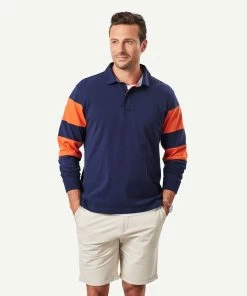 Sleeve Stripe Rugby Jumper - Dark Navy