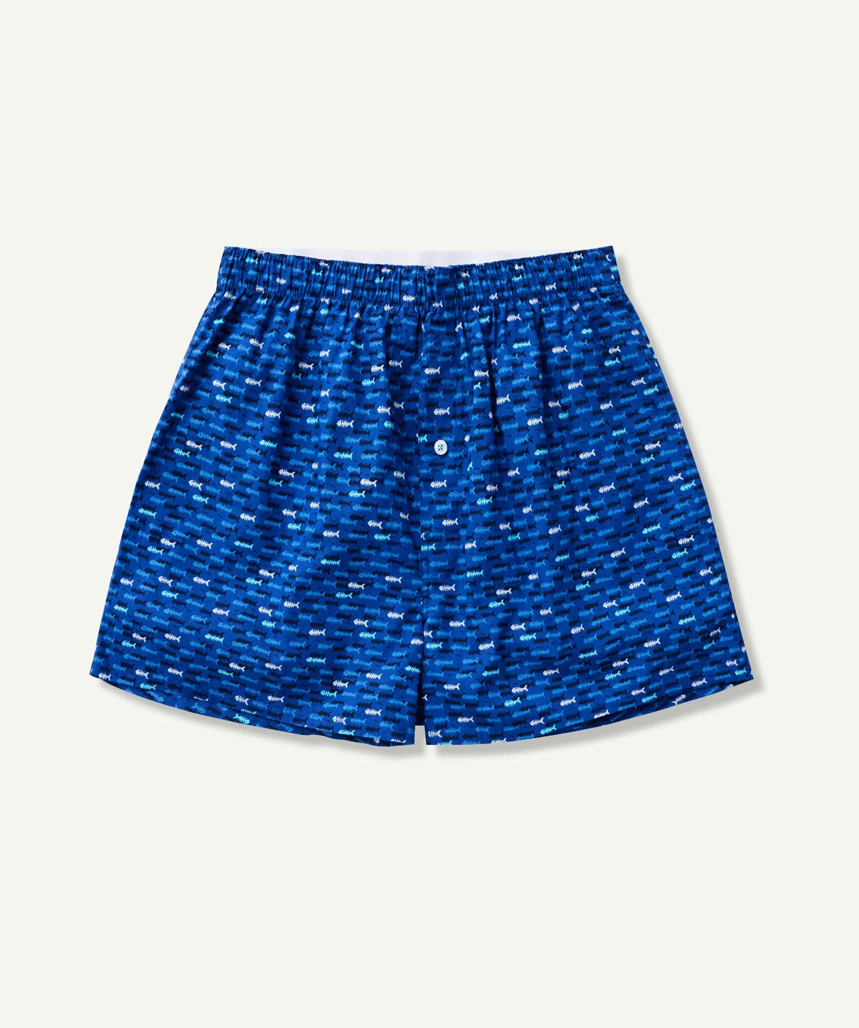 Fish Bone Print Boxers - Deep Blue