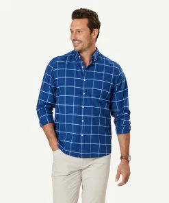 Casual Madras Check Long Sleeve Shirt - Navy