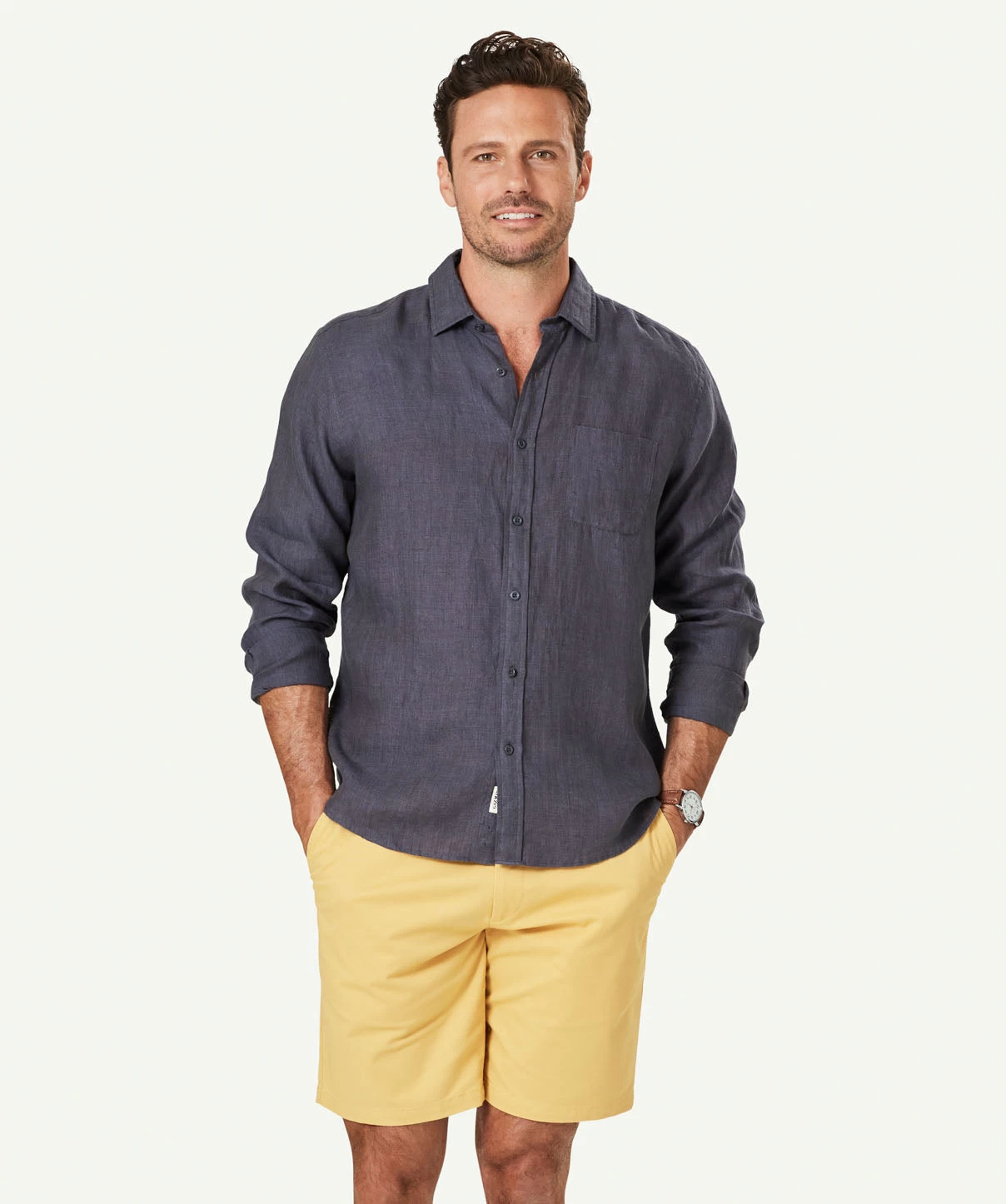 Pure French Linen Long Sleeve Shirt - Charcoal