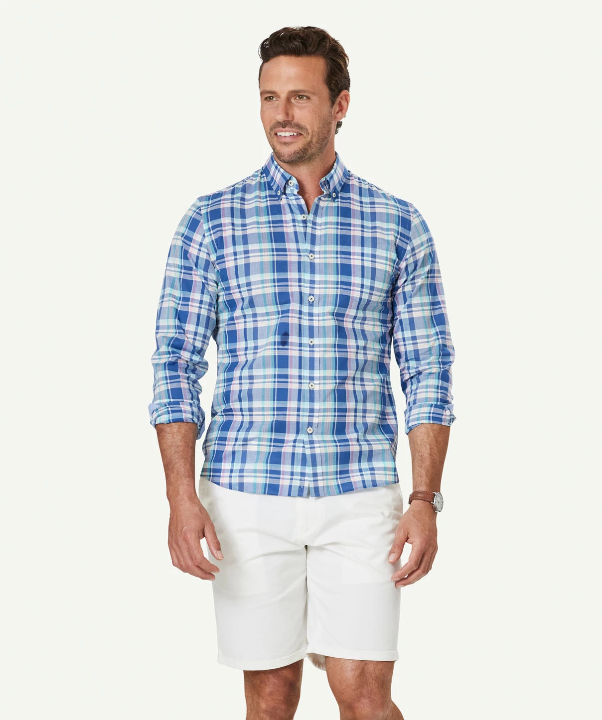 Tailored Casual Slub Check Long Sleeve Shirt - Multi Check