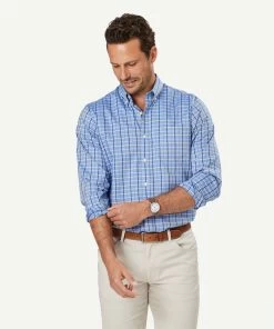 Easy Care Twill Check Long Sleeve Shirt - Chambray