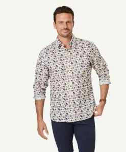 Casual Floral Print Long Sleeve Shirt - White