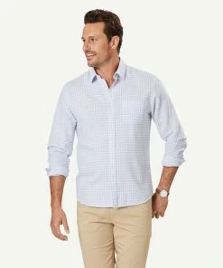 Tailored Linen Blend Check Long Sleeve Shirt - White