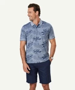 Tropical Print Polo - Navy
