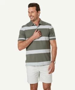 Bold Stripe Polo - Khaki