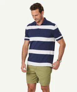 Bold Stripe Polo - Navy