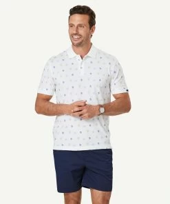 Turtle Print Polo - White