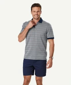 Smart Check Stripe Polo - Navy