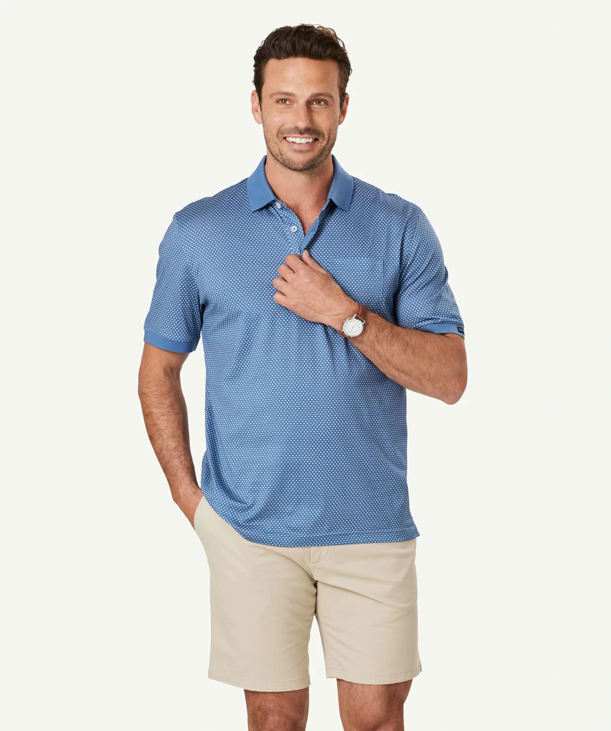 Smart Geo Print Polo - Steel