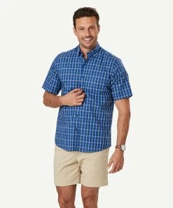 Easy Care Check Short Sleeve Shirt - Navy