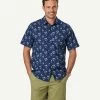 Casual Island Print Short Sleeve Shirt - Midnight