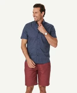 Tailored Casual Star Print Short Sleeve Shirt - Navy