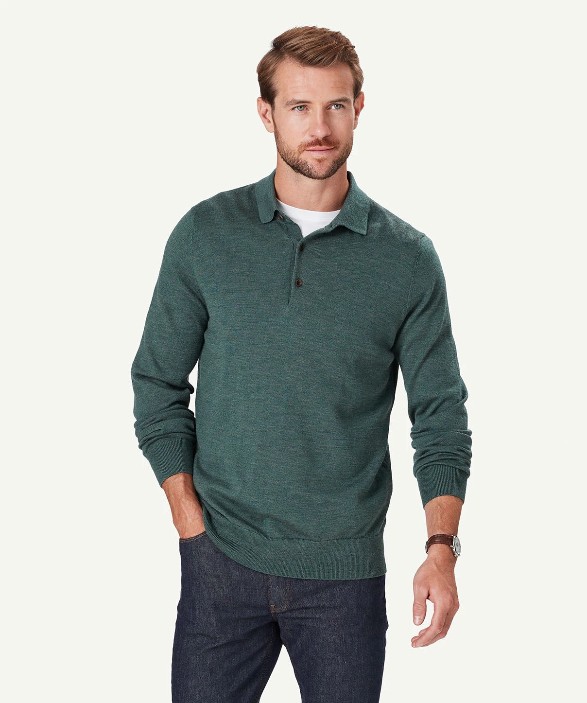 Merino Knit Polo - Khaki