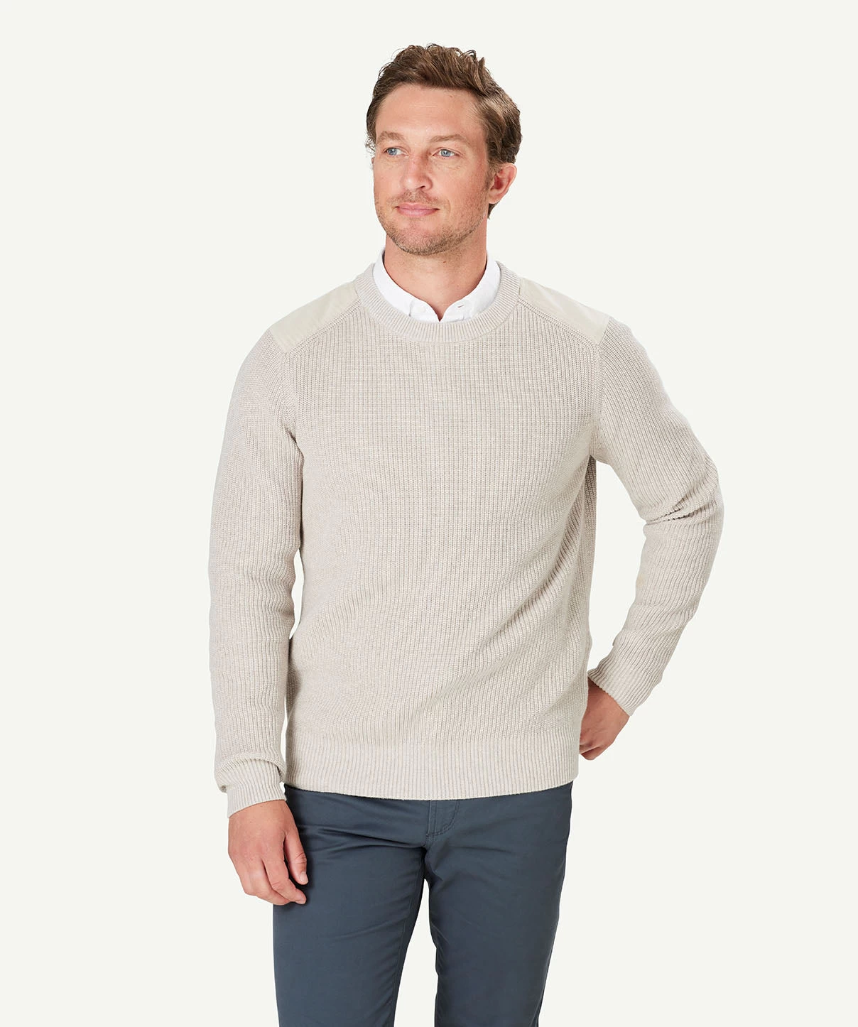 Chunky Fishermans Crew Knit - Oatmeal