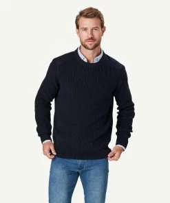 Chunky Fishermans Crew Knit - Navy