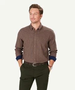 Casual Double Faced Check Long Sleeve Shirt - Fawn