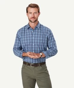 Casual Plaid Check Long Sleeve Shirt - Steel