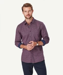 Tailored Casual Print Long Sleeve Shirt - Claret Red