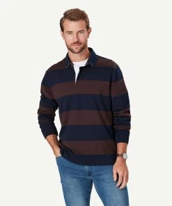 Block Stripe Rugby Jumper - Chocolate