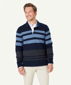 Multi Stripe Rugby Jumper - Navy