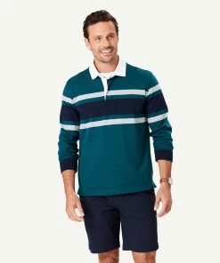 Chest Stripe Rugby Jumper - Forest