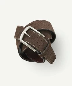Suede Perforated Belt - Chocolate