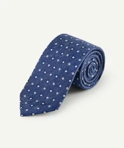 Silk Mini Geo Tie - Denim
