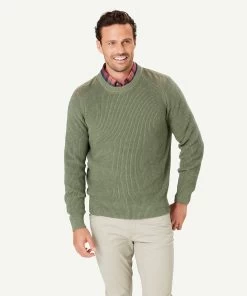 Chunky Fishermans Crew Knit - Olive
